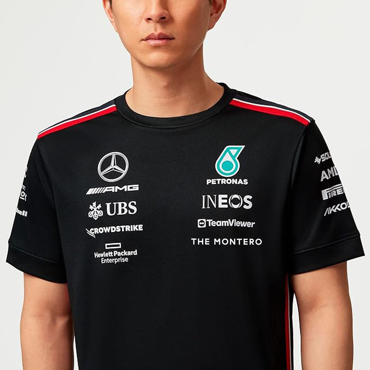 Mercedes AMG F1 2023 Men's Driver T-Shirt - Black/White